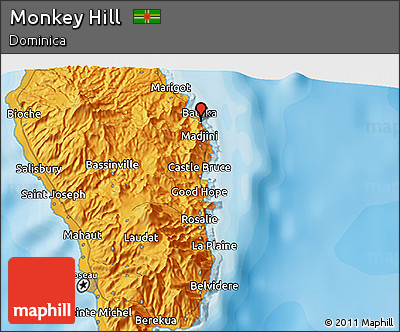 Political 3D Map of Monkey Hill