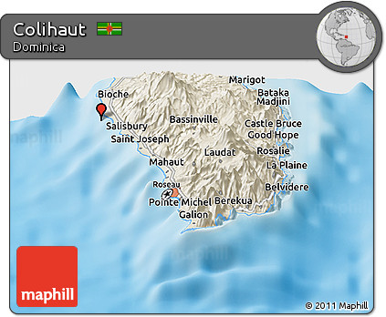 Shaded Relief Panoramic Map of Colihaut