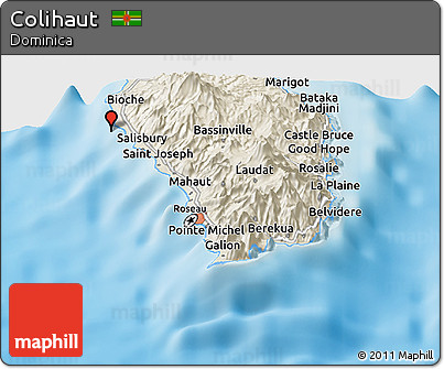 Shaded Relief Panoramic Map of Colihaut