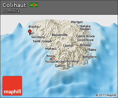 Shaded Relief Panoramic Map of Colihaut