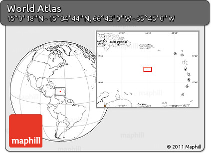 Blank Location Map of the Area around 15° 17' 31" N, 66° 13' 29" W
