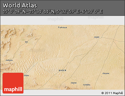 Satellite 3D Map of the Area around 15° 17' 31" N, 6° 1' 30" E