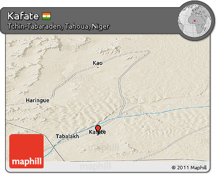 Shaded Relief Panoramic Map of Kafate