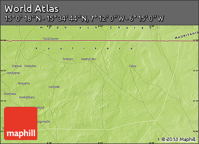 Physical Map of the Area around 15° 17' 31" N, 6° 43' 29" W