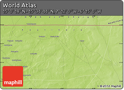 Physical Map of the Area around 15° 17' 31" N, 6° 43' 29" W