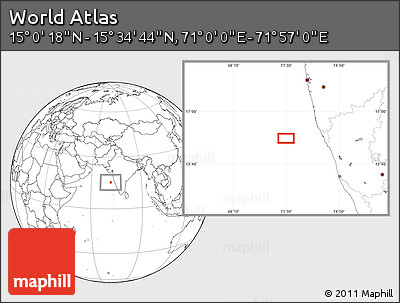 Blank Location Map of the Area around 15° 17' 31" N, 71° 28' 29" E