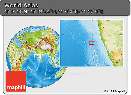 Physical Location Map of the Area around 15° 17' 31" N, 71° 28' 29" E
