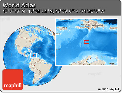 Shaded Relief Location Map of the Area around 15° 17' 31" N, 72° 10' 30" W