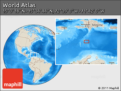Shaded Relief Location Map of the Area around 15° 17' 31" N, 72° 10' 30" W