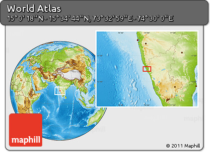 Physical Location Map of the Area around 15° 17' 31" N, 74° 1' 30" E