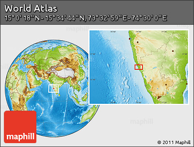 Physical Location Map of the Area around 15° 17' 31" N, 74° 1' 30" E