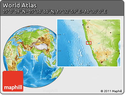 Physical Location Map of the Area around 15° 17' 31" N, 74° 1' 30" E