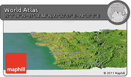 Satellite Panoramic Map of the Area around 15° 17' 31" N, 74° 1' 30" E