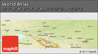 Physical Panoramic Map of the Area around 15° 17' 31" N, 76° 34' 29" E