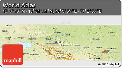 Physical Panoramic Map of the Area around 15° 17' 31" N, 76° 34' 29" E