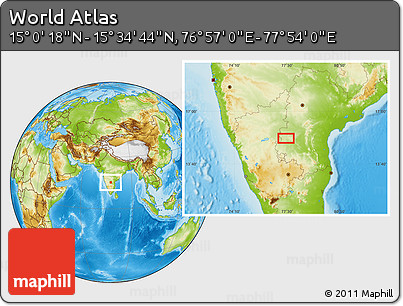Physical Location Map of the Area around 15° 17' 31" N, 77° 25' 30" E