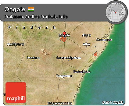 Satellite Map of Ongole