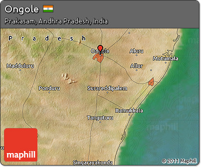 Satellite Map of Ongole
