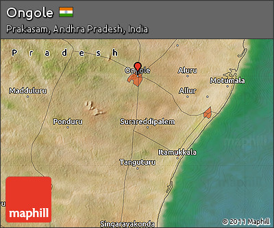 Satellite Map of Ongole