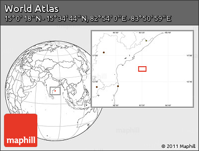 Blank Location Map of the Area around 15° 17' 31" N, 83° 22' 30" E