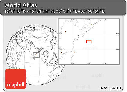Blank Location Map of the Area around 15° 17' 31" N, 83° 22' 30" E