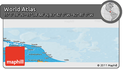 Political Panoramic Map of the Area around 15° 17' 31" N, 83° 13' 29" W