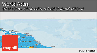 Political Panoramic Map of the Area around 15° 17' 31" N, 83° 13' 29" W