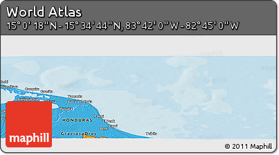 Political Panoramic Map of the Area around 15° 17' 31" N, 83° 13' 29" W