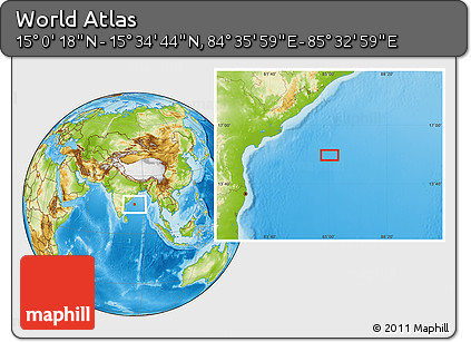 Physical Location Map of the Area around 15° 17' 31" N, 85° 4' 29" E