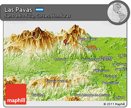 Physical Panoramic Map of Las Pavas