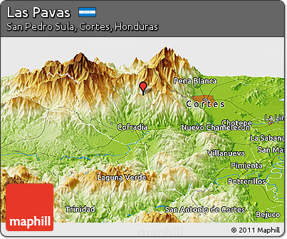 Physical Panoramic Map of Las Pavas