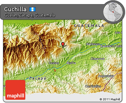 Physical 3D Map of Cuchilla
