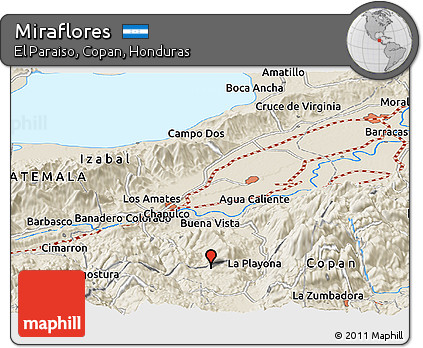 Shaded Relief Panoramic Map of Miraflores