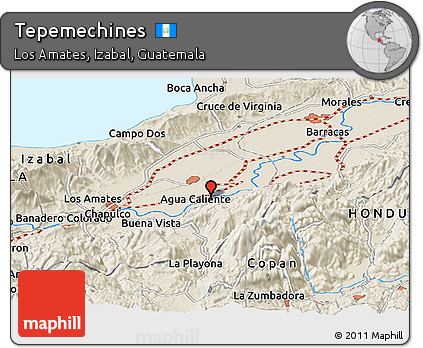 Shaded Relief Panoramic Map of Tepemechines