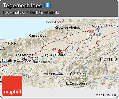 Shaded Relief Panoramic Map of Tepemechines