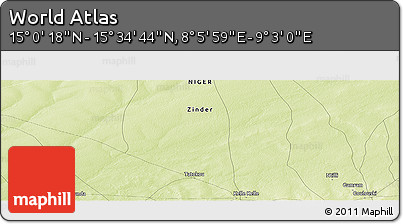 Physical Panoramic Map of the Area around 15° 17' 31" N, 8° 34' 29" E