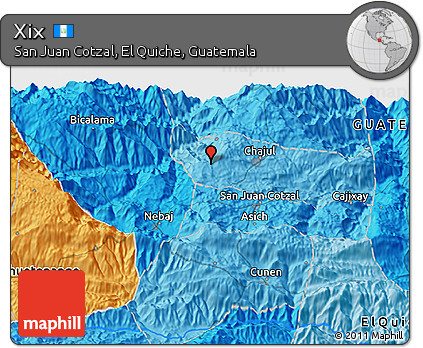 Political 3D Map of Xix