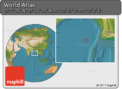 Satellite Location Map of the Area around 15° 17' 31" N, 91° 1' 30" E