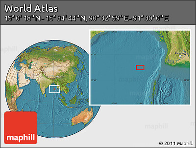 Satellite Location Map of the Area around 15° 17' 31" N, 91° 1' 30" E