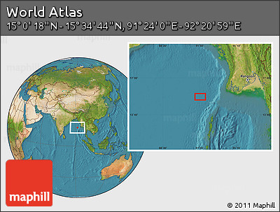 Satellite Location Map of the Area around 15° 17' 31" N, 91° 52' 30" E