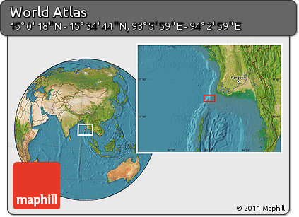 Satellite Location Map of the Area around 15° 17' 31" N, 93° 34' 29" E
