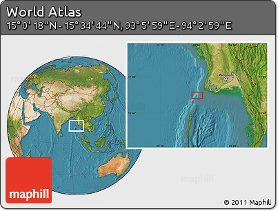 Satellite Location Map of the Area around 15° 17' 31" N, 93° 34' 29" E