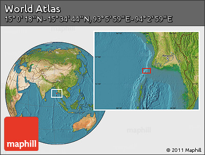Satellite Location Map of the Area around 15° 17' 31" N, 93° 34' 29" E