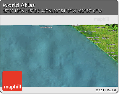 Satellite 3D Map of the Area around 15° 17' 31" N, 93° 25' 30" W