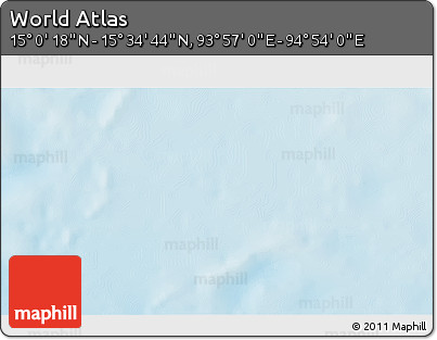 Shaded Relief 3D Map of the Area around 15° 17' 31" N, 94° 25' 30" E