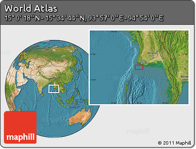 Satellite Location Map of the Area around 15° 17' 31" N, 94° 25' 30" E