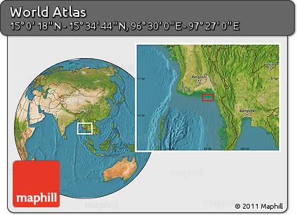 Satellite Location Map of the Area around 15° 17' 31" N, 96° 58' 29" E