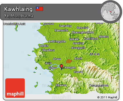 Physical Panoramic Map of Kawhlaing