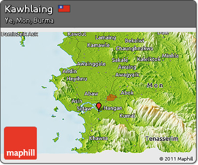 Physical Panoramic Map of Kawhlaing