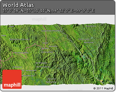 Satellite 3D Map of the Area around 15° 17' 31" N, 98° 40' 30" E
